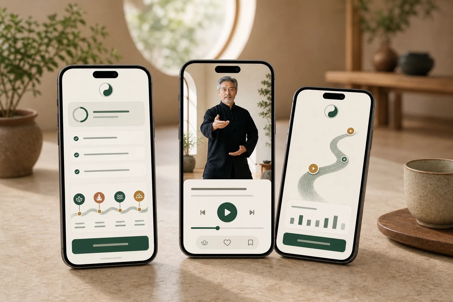 ChiWay mobile app screens showing a plan and guided session
